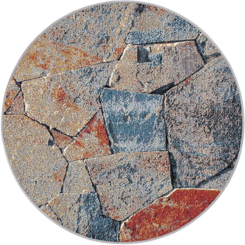 Urban Terrace Collection Area Rug -  Boulevard Round Multi  lifestyle 24