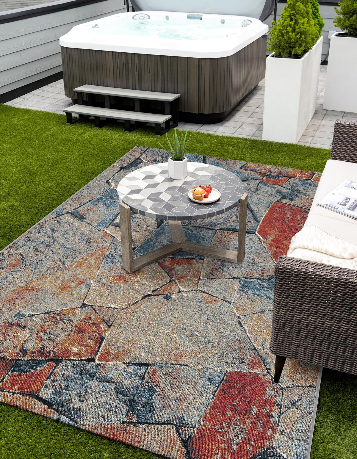 Urban Terrace Collection Area Rug -  Boulevard Rectangle Multi  lifestyle 10