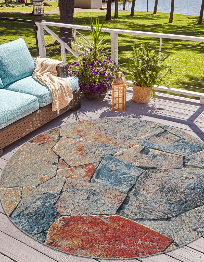 Urban Terrace Collection Area Rug -  Boulevard Round Multi  lifestyle 27