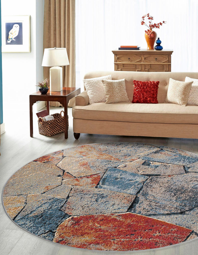 Urban Terrace Collection Area Rug -  Boulevard Round Multi  lifestyle 30