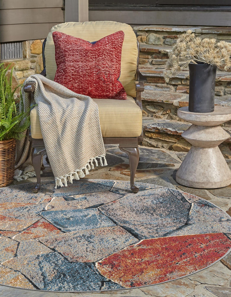 Urban Terrace Collection Area Rug -  Boulevard Round Multi  lifestyle 33