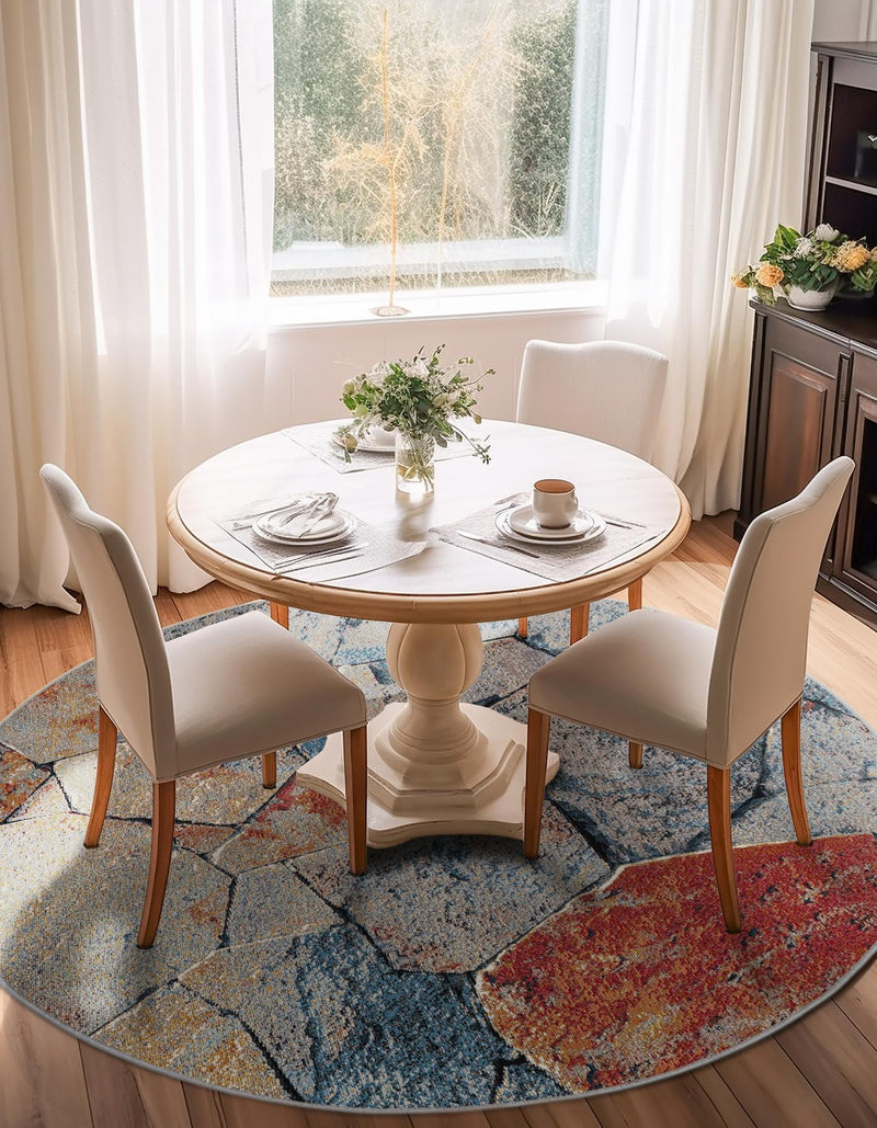 Urban Terrace Collection Area Rug -  Boulevard Round Multi  lifestyle 36
