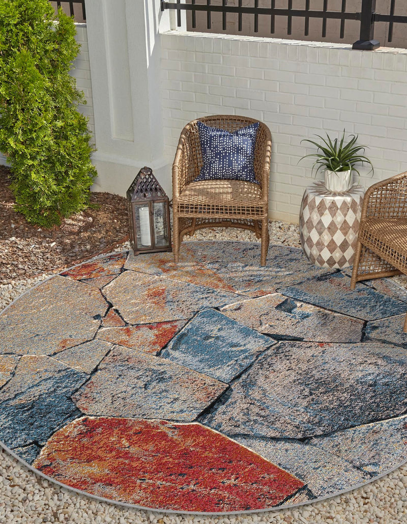 Urban Terrace Collection Area Rug -  Boulevard Round Multi  lifestyle 39