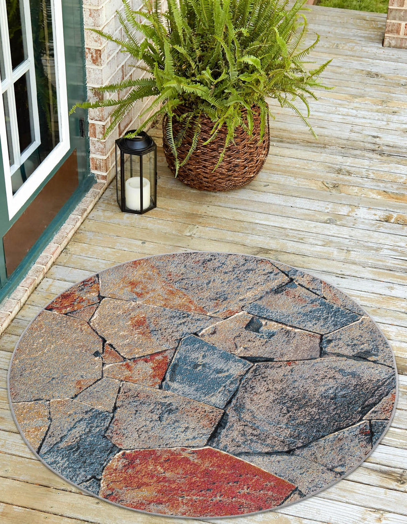 Urban Terrace Collection Area Rug -  Boulevard Round Multi  lifestyle 51