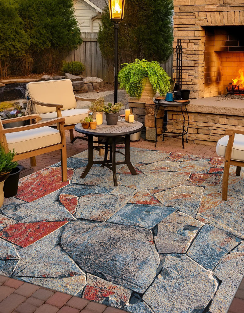 Urban Terrace Collection Area Rug -  Boulevard Square Multi  lifestyle 26