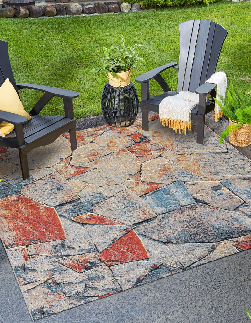 Urban Terrace Collection Area Rug -  Boulevard Square Multi  lifestyle 50