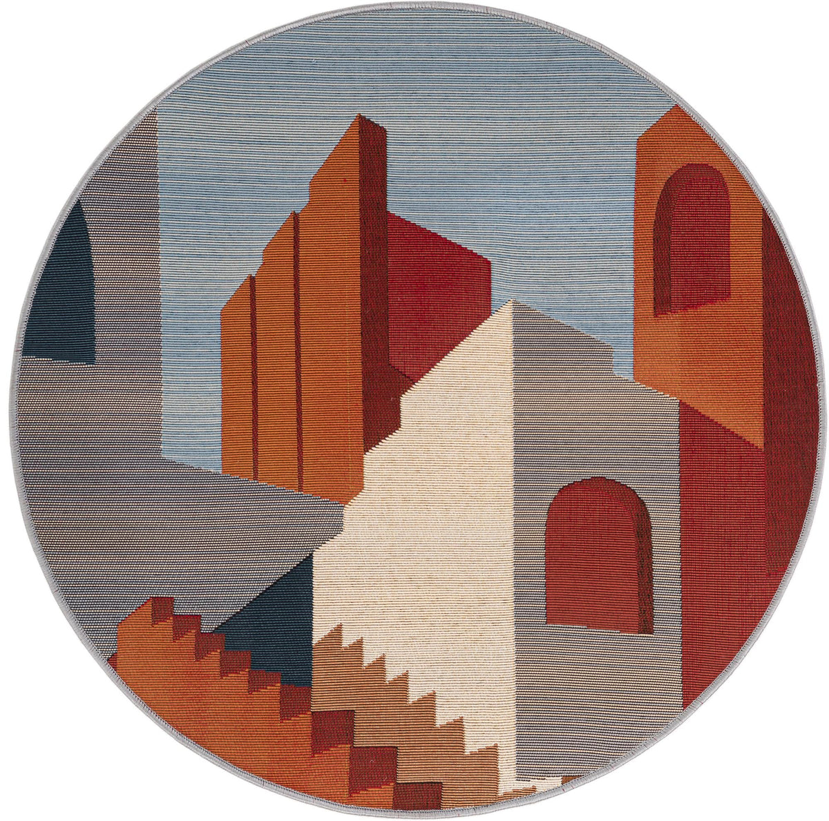 Urban Terrace Collection Area Rug -  Patio Round Multi  lifestyle 24