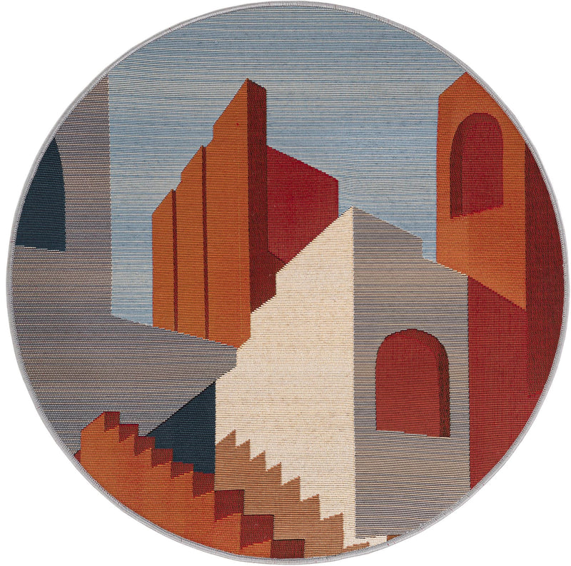 Urban Terrace Collection Area Rug -  Patio Round Multi  lifestyle 24