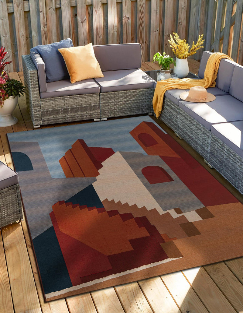 Urban Terrace Collection Area Rug -  Patio Rectangle Multi  lifestyle 2