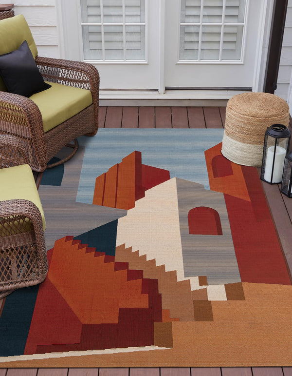 Urban Terrace Collection Area Rug -  Patio Rectangle Multi  lifestyle 3