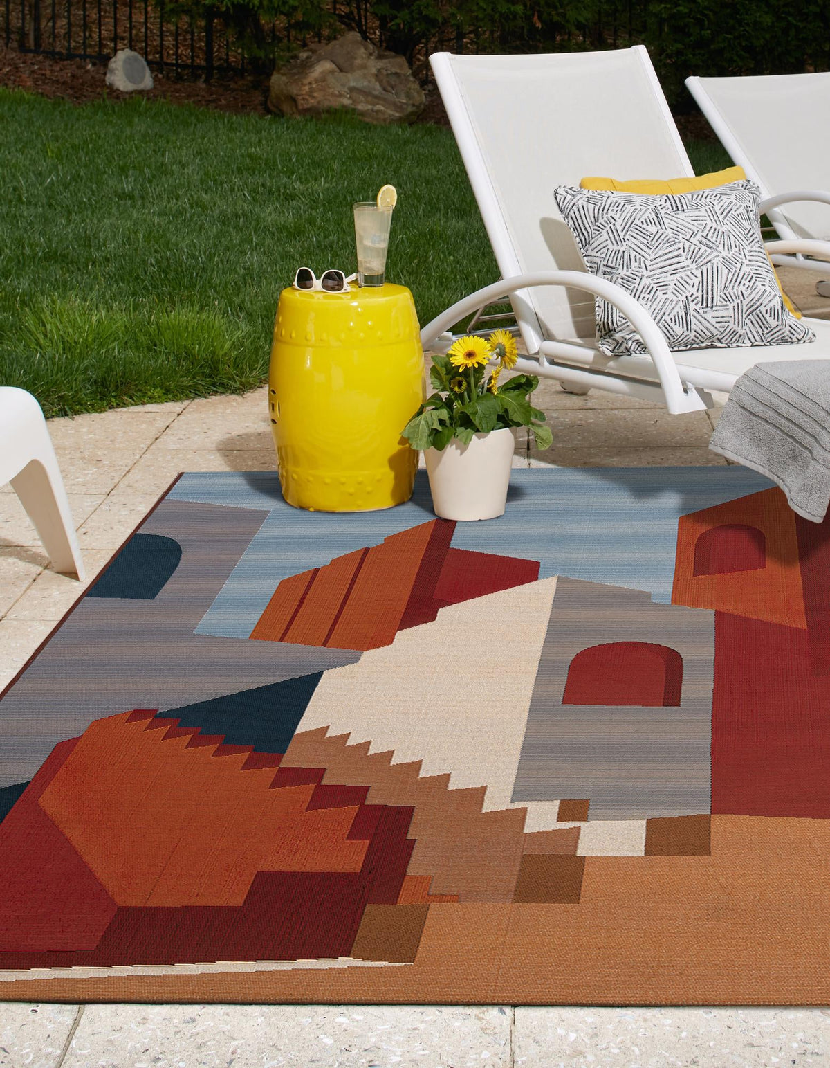 Urban Terrace Collection Area Rug -  Patio Rectangle Multi  lifestyle 5