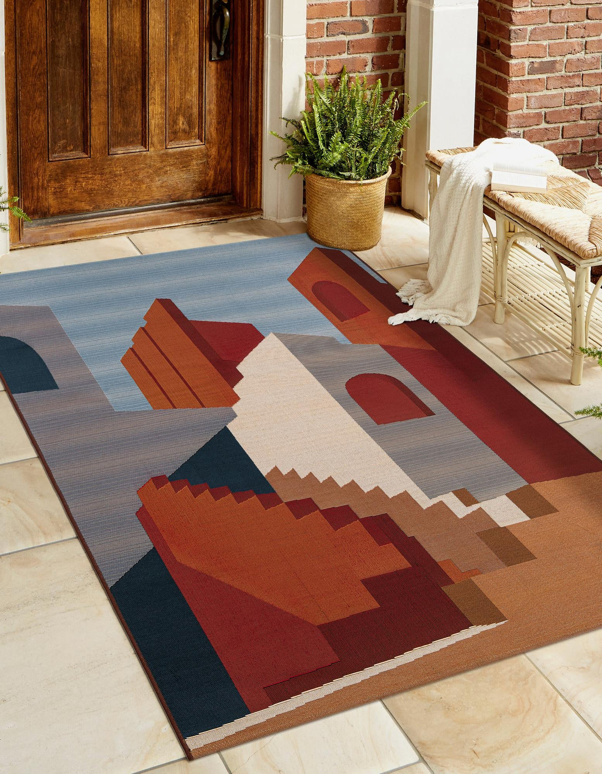 Urban Terrace Collection Area Rug -  Patio Rectangle Multi  lifestyle 6