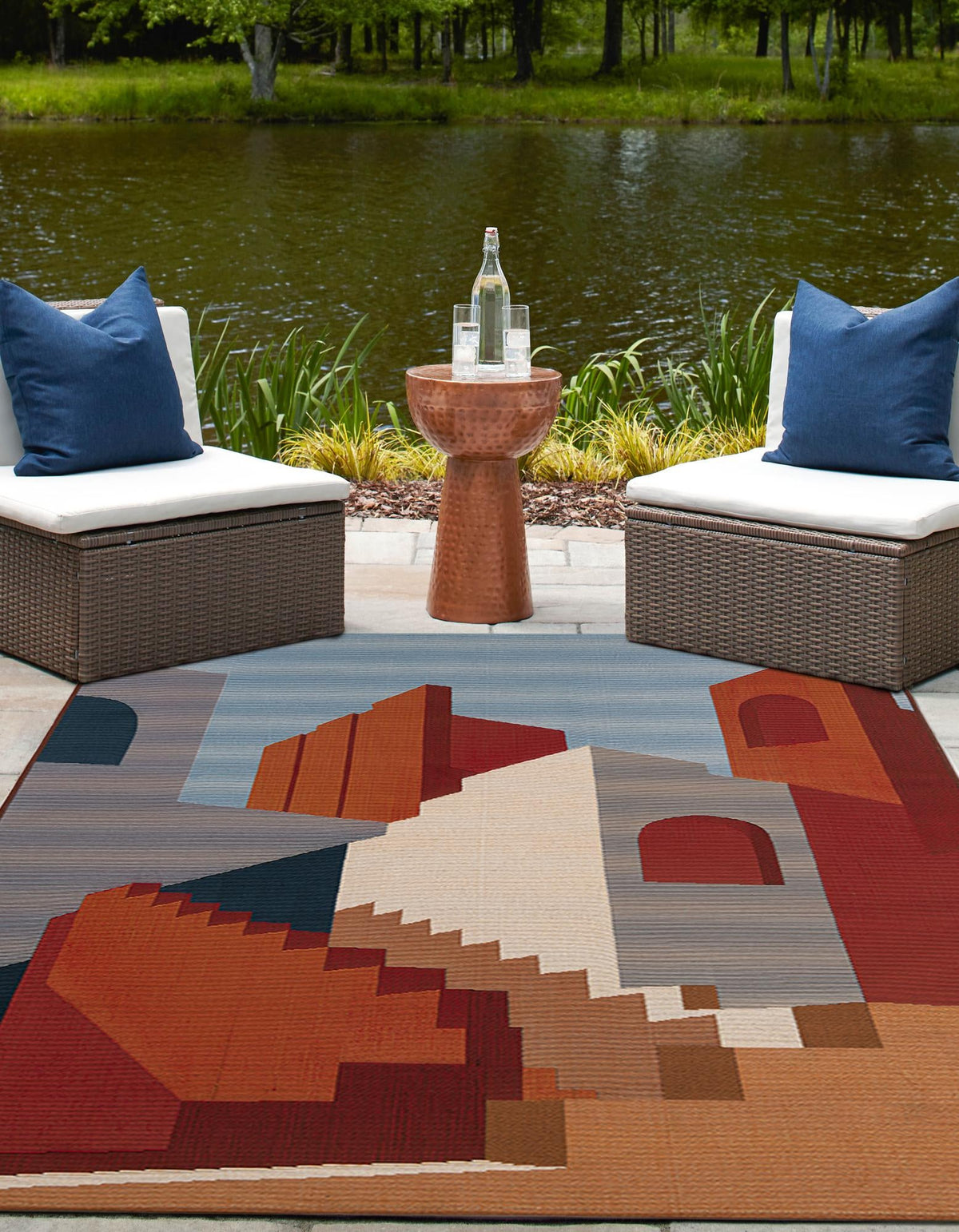 Urban Terrace Collection Area Rug -  Patio Rectangle Multi  lifestyle 7