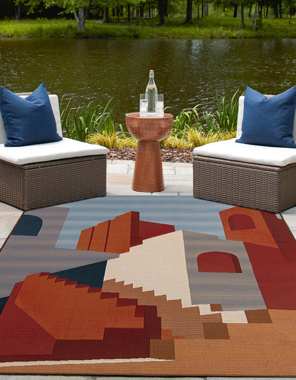 Urban Terrace Collection Area Rug -  Patio Rectangle Multi  lifestyle 7