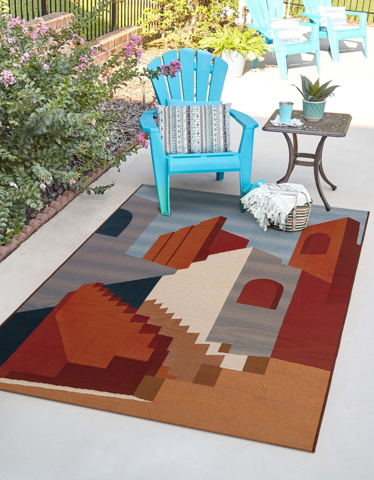 Urban Terrace Collection Area Rug -  Patio Rectangle Multi  lifestyle 8