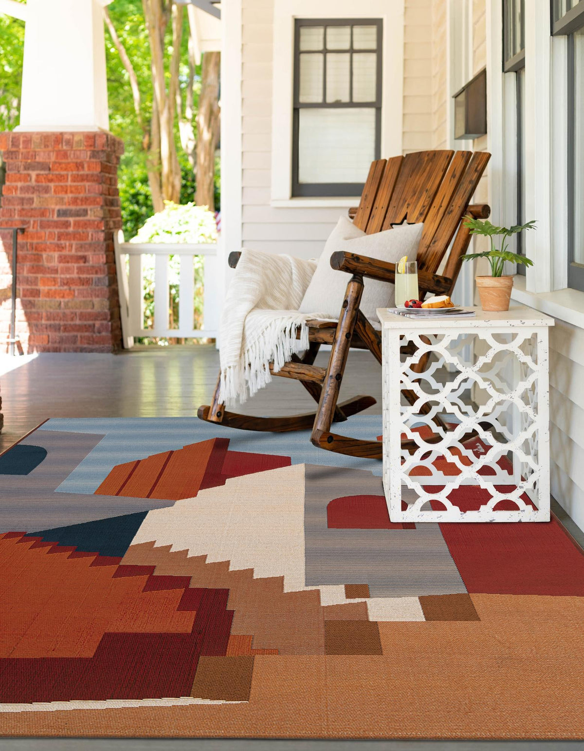 Urban Terrace Collection Area Rug -  Patio Rectangle Multi  lifestyle 9