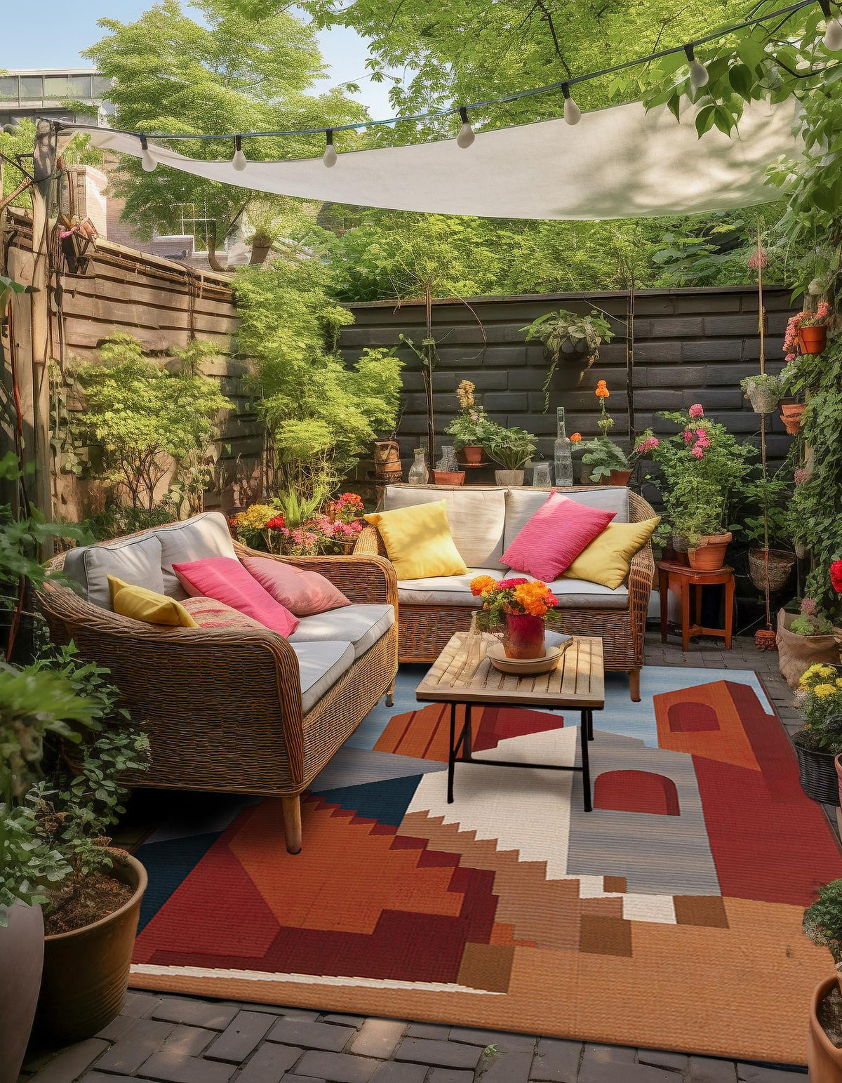 Urban Terrace Collection Area Rug -  Patio Rectangle Multi  lifestyle 10