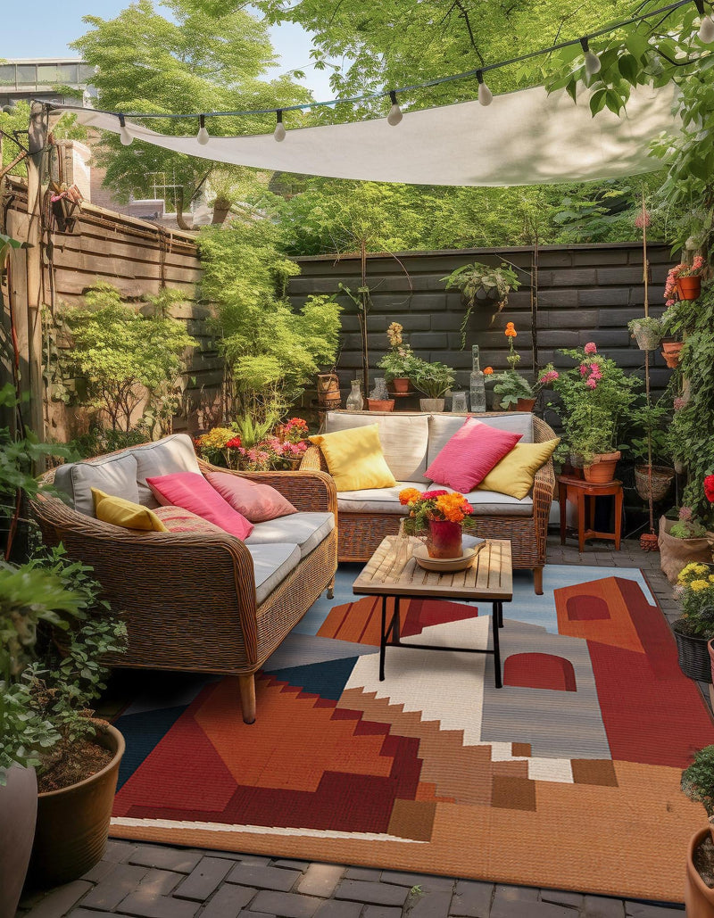 Urban Terrace Collection Area Rug -  Patio Rectangle Multi  lifestyle 10
