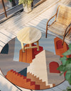 Urban Terrace Collection Area Rug -  Patio Round Multi  lifestyle 33