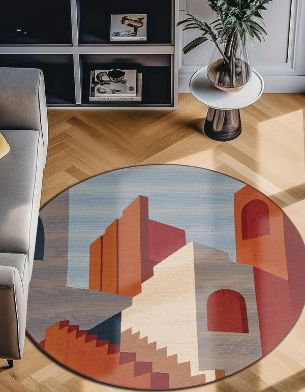 Urban Terrace Collection Area Rug -  Patio Round Multi  lifestyle 42