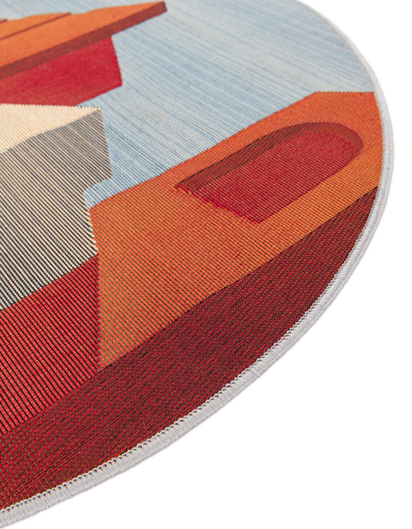 Urban Terrace Collection Area Rug -  Patio Round Multi  lifestyle 63