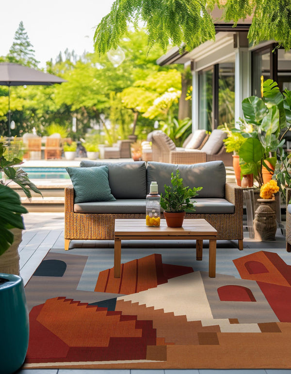 Urban Terrace Collection Area Rug -  Patio Square Multi  lifestyle 26