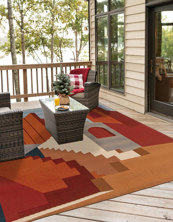 Urban Terrace Collection Area Rug -  Patio Square Multi  lifestyle 44