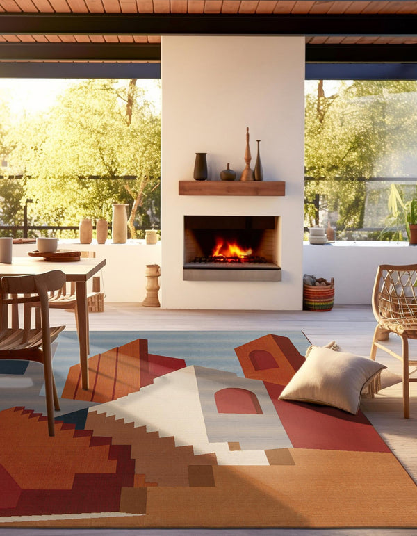 Urban Terrace Collection Area Rug -  Patio Square Multi  lifestyle 50