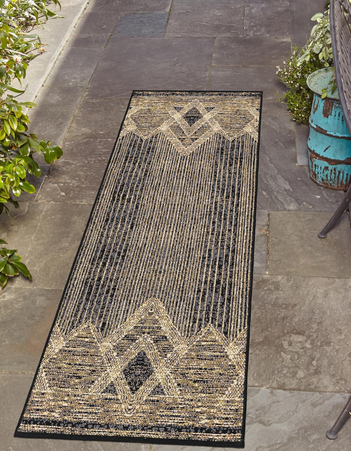 Urban Terrace Collection Area Rug -  Loft Runner Charcoal  lifestyle 64