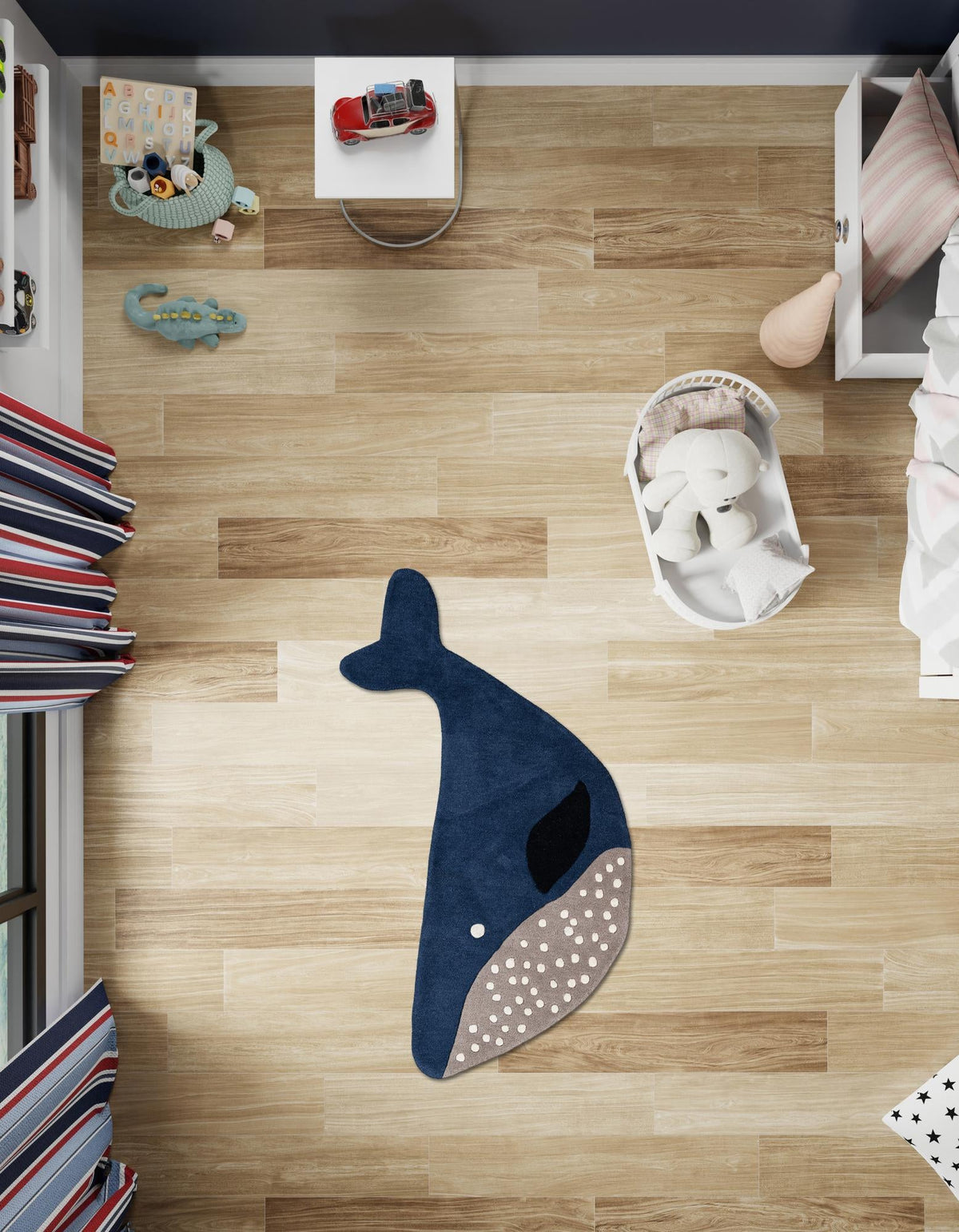 Whimsy Wonders Wool Collection Area Rug -  Savanna Rectangle Navy Blue and Gray  lifestyle 11