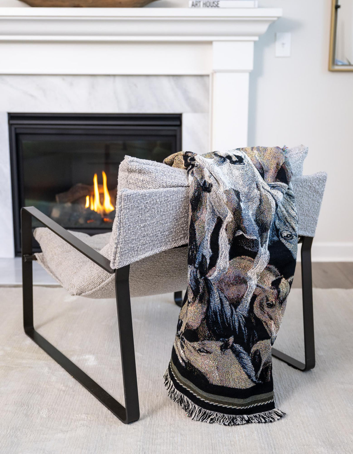 Fleece Haven Collection Area Rug -  Acadia Rectangle White Brown  lifestyle 2