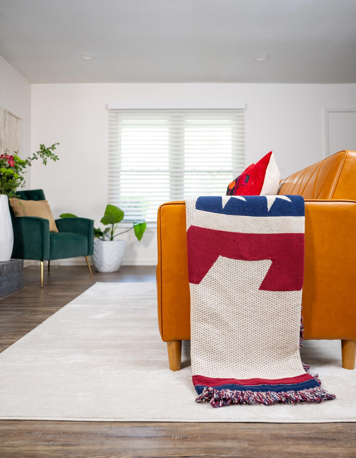 Fleece Haven Collection Area Rug -  Casper Rectangle Red and Blue  lifestyle 3