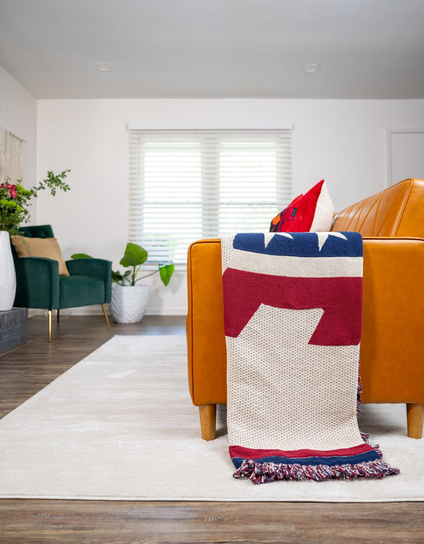 Fleece Haven Collection Area Rug -  Casper Rectangle Red and Blue  lifestyle 3