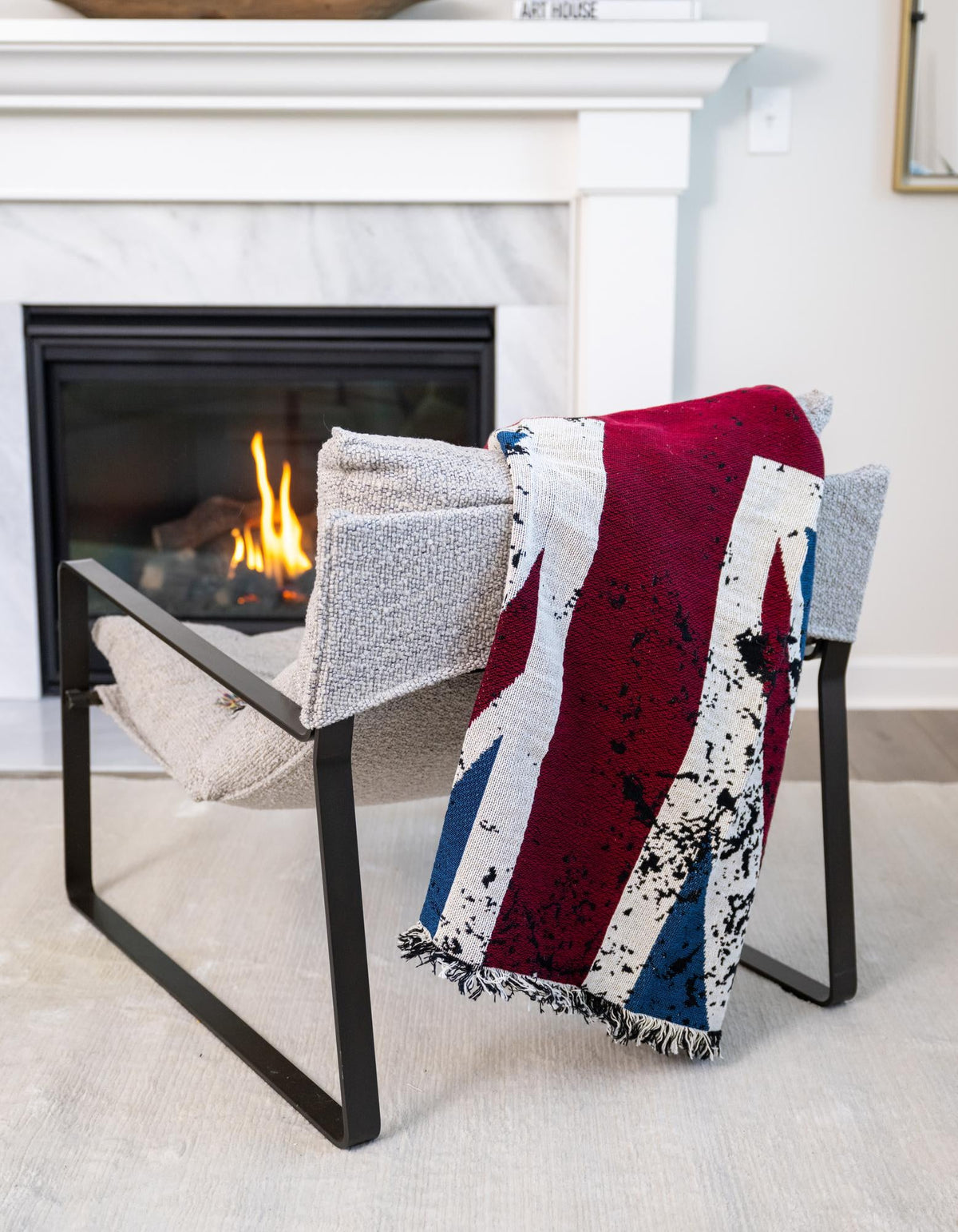 Fleece Haven Collection Area Rug -  Galveston Rectangle Red and Blue  lifestyle 2