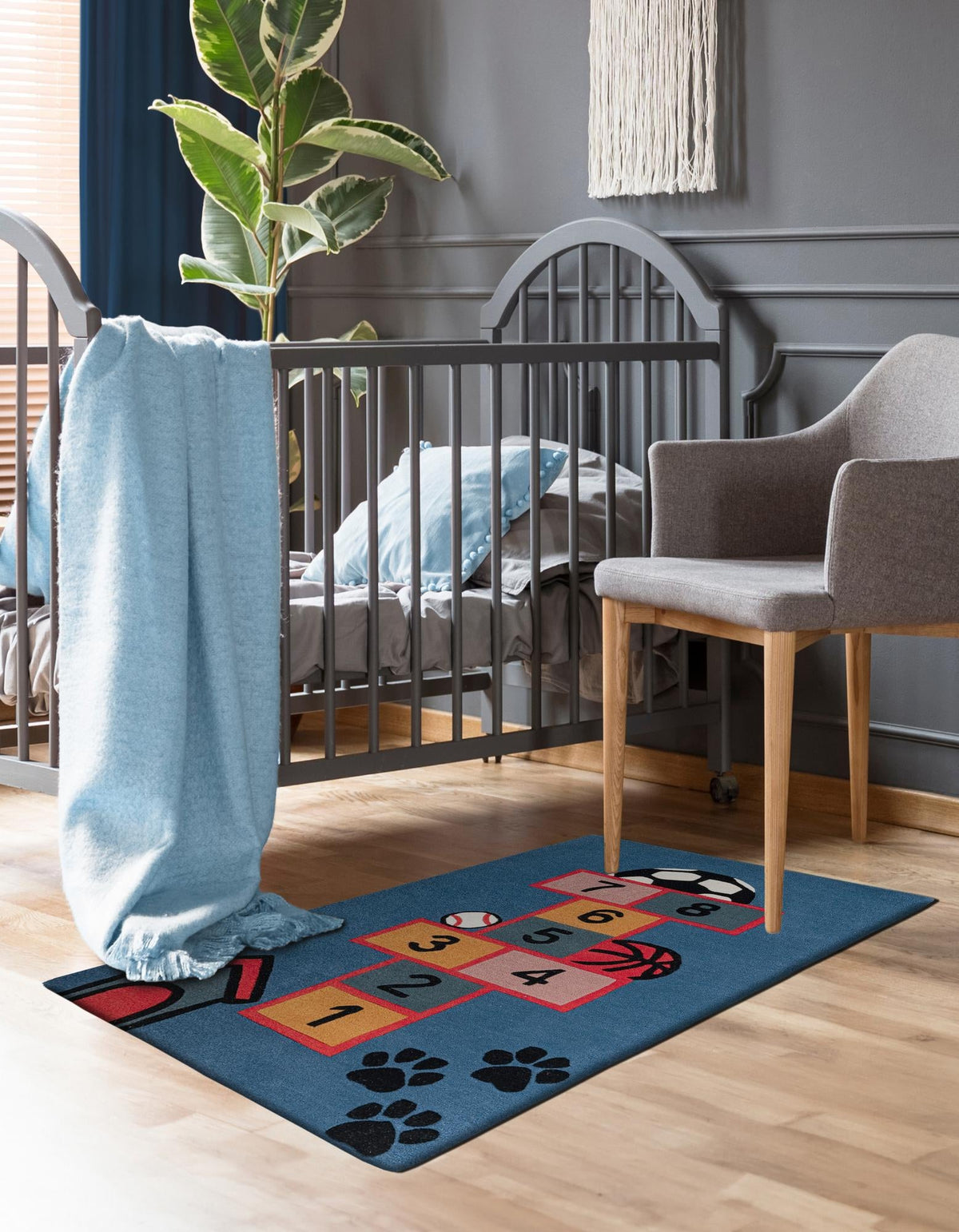 Whimsy Wonders Wool Collection Area Rug -  Desert Rectangle Blue and Orange  lifestyle 4