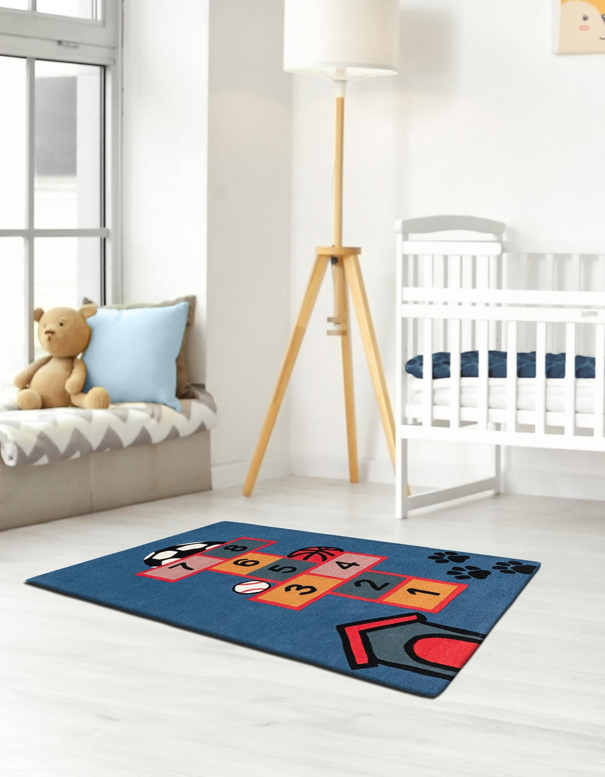 Whimsy Wonders Wool Collection Area Rug -  Desert Rectangle Blue and Orange  lifestyle 9