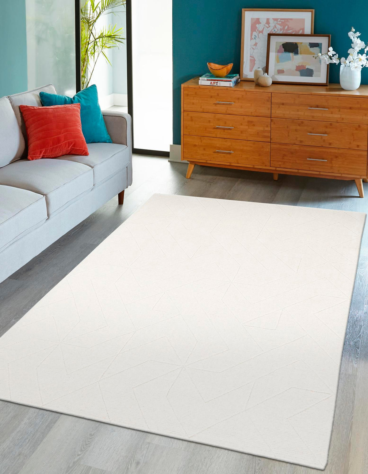 Nordic Loom Geometric Collection Area Rug - Oslo Rectangle Pearl Ivory Main