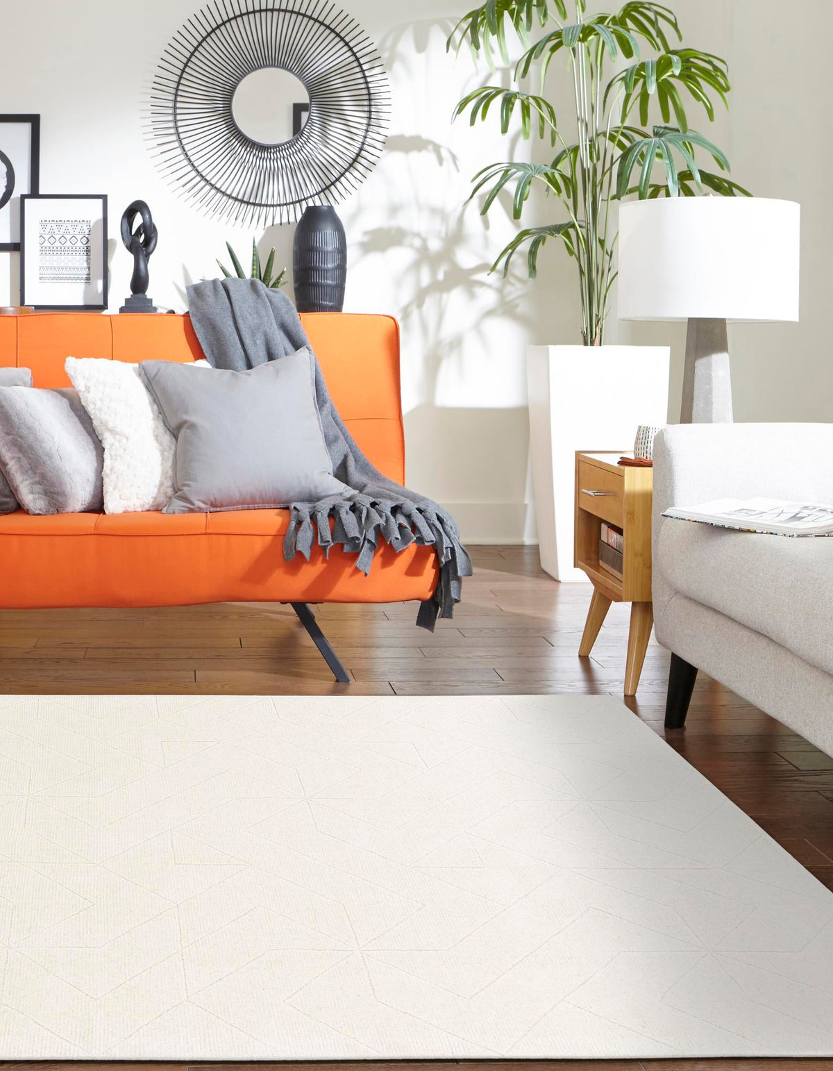 Nordic Loom Geometric Collection Area Rug - Oslo Rectangle Pearl Ivory  lifestyle 4