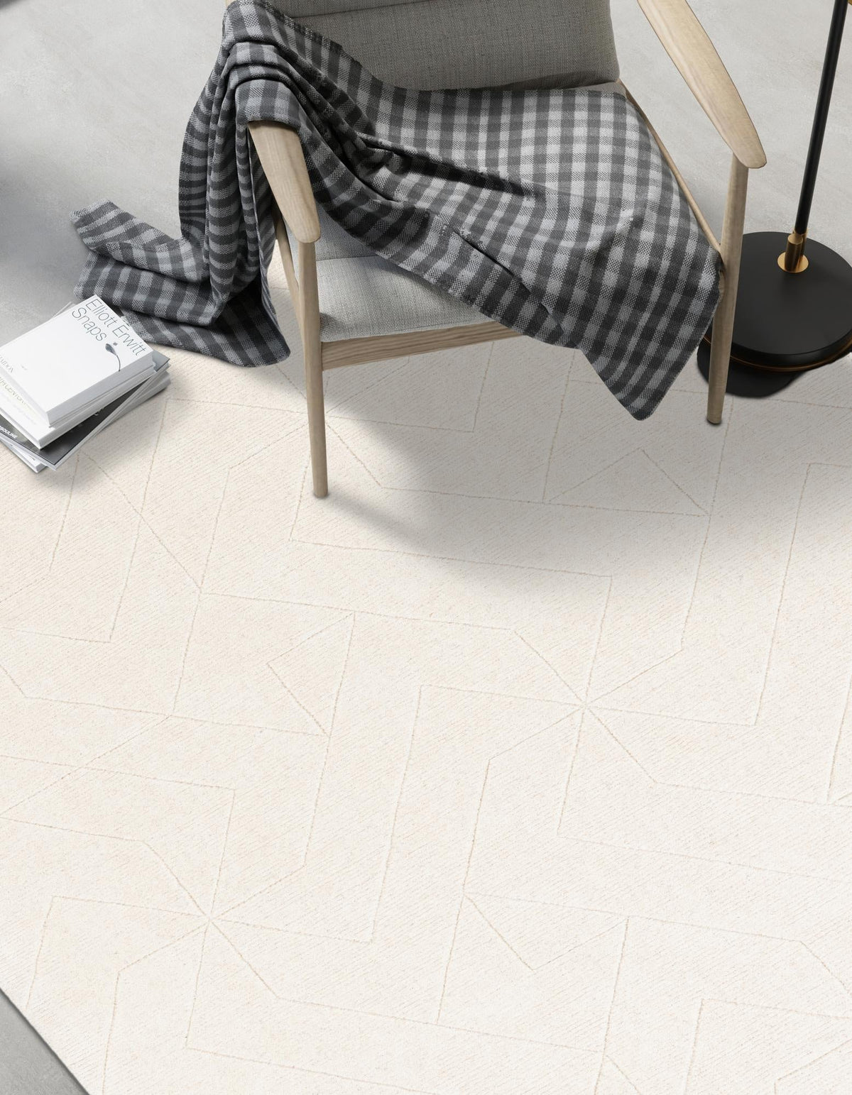 Nordic Loom Geometric Collection Area Rug - Oslo Rectangle Pearl Ivory  lifestyle 10