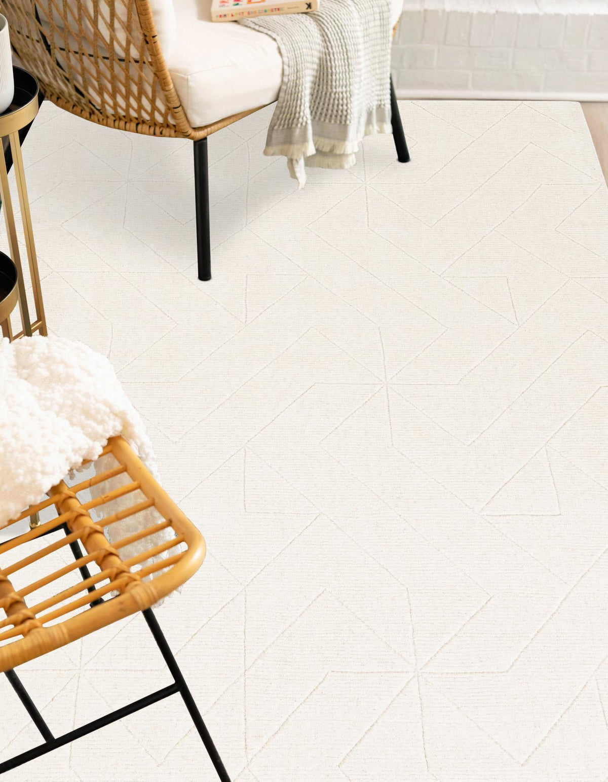 Nordic Loom Geometric Collection Area Rug - Oslo Rectangle Pearl Ivory  lifestyle 19