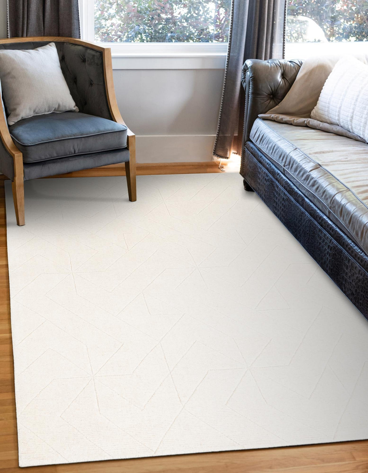 Nordic Loom Geometric Collection Area Rug - Oslo Rectangle Pearl Ivory  lifestyle 22