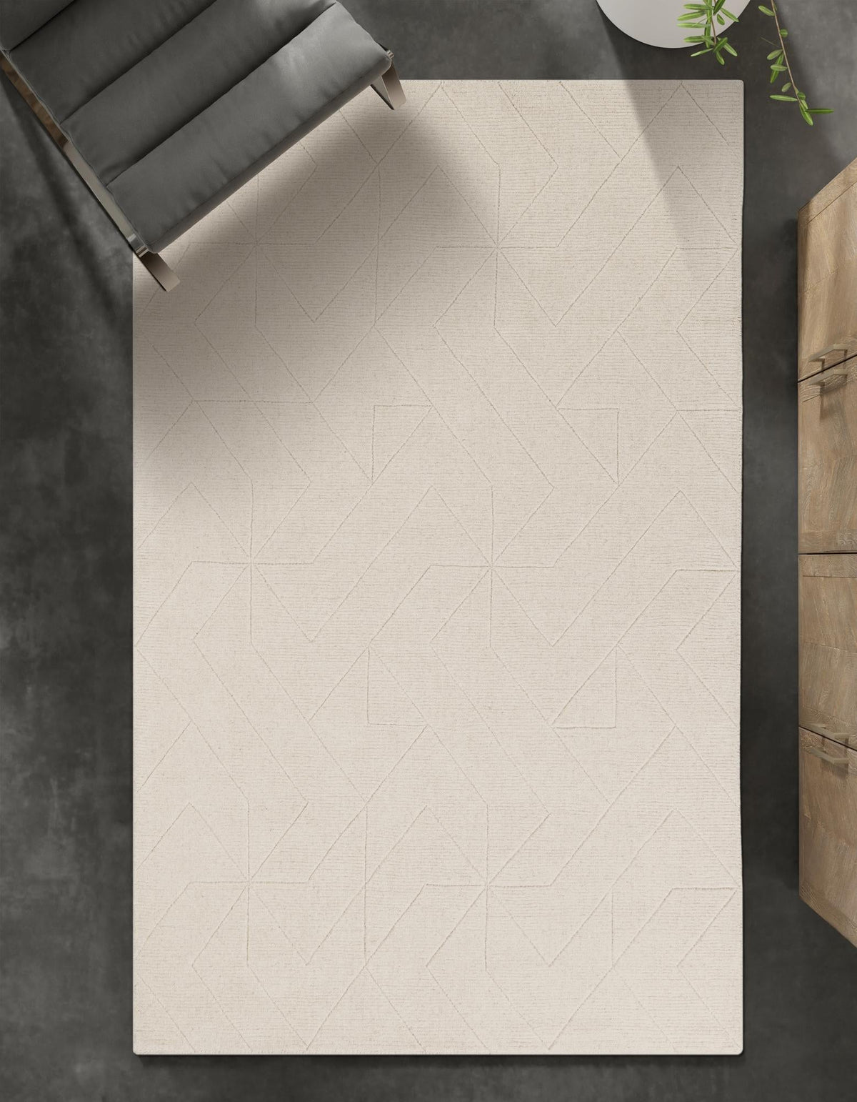Nordic Loom Geometric Collection Area Rug - Oslo Rectangle Pearl Ivory  lifestyle 32