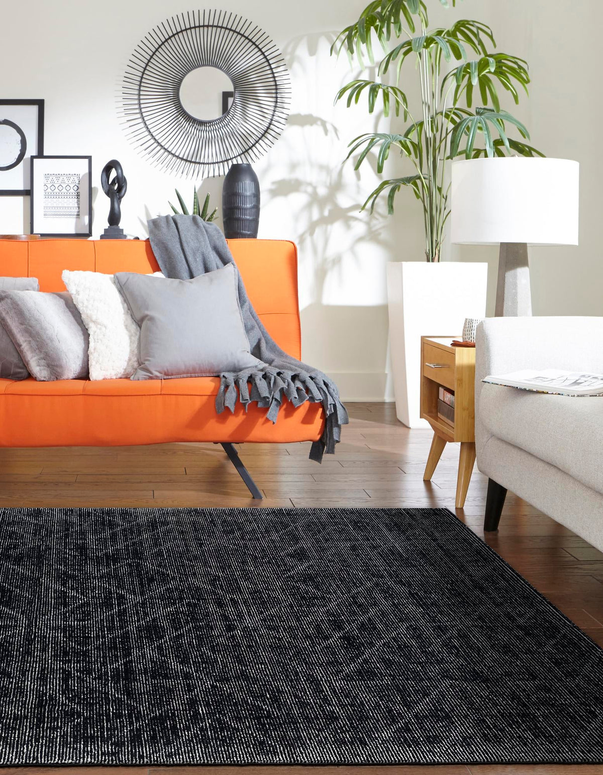 Nordic Loom Geometric Collection Area Rug - Oslo Rectangle Jet Black  lifestyle 5