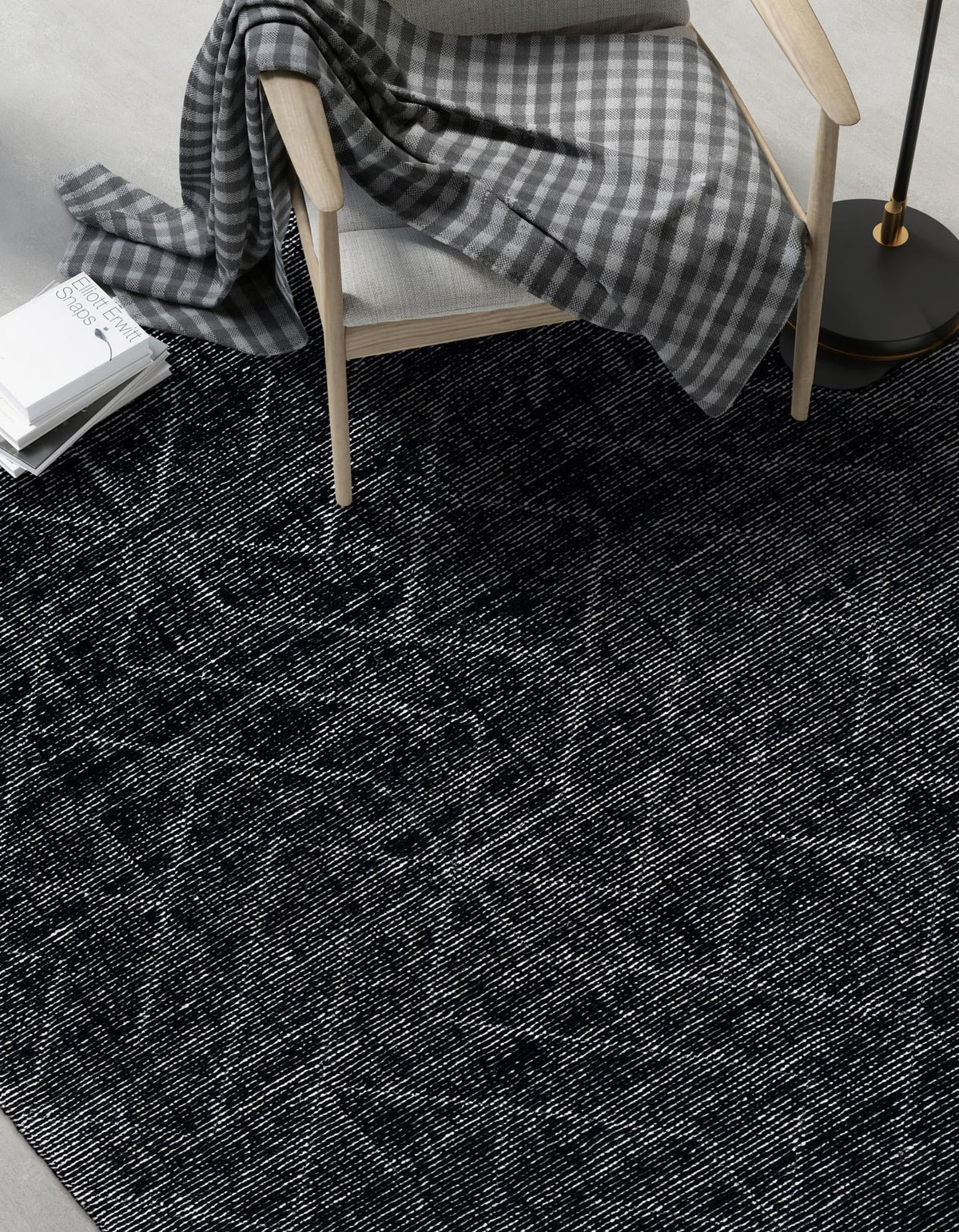 Nordic Loom Geometric Collection Area Rug - Oslo Rectangle Jet Black  lifestyle 11
