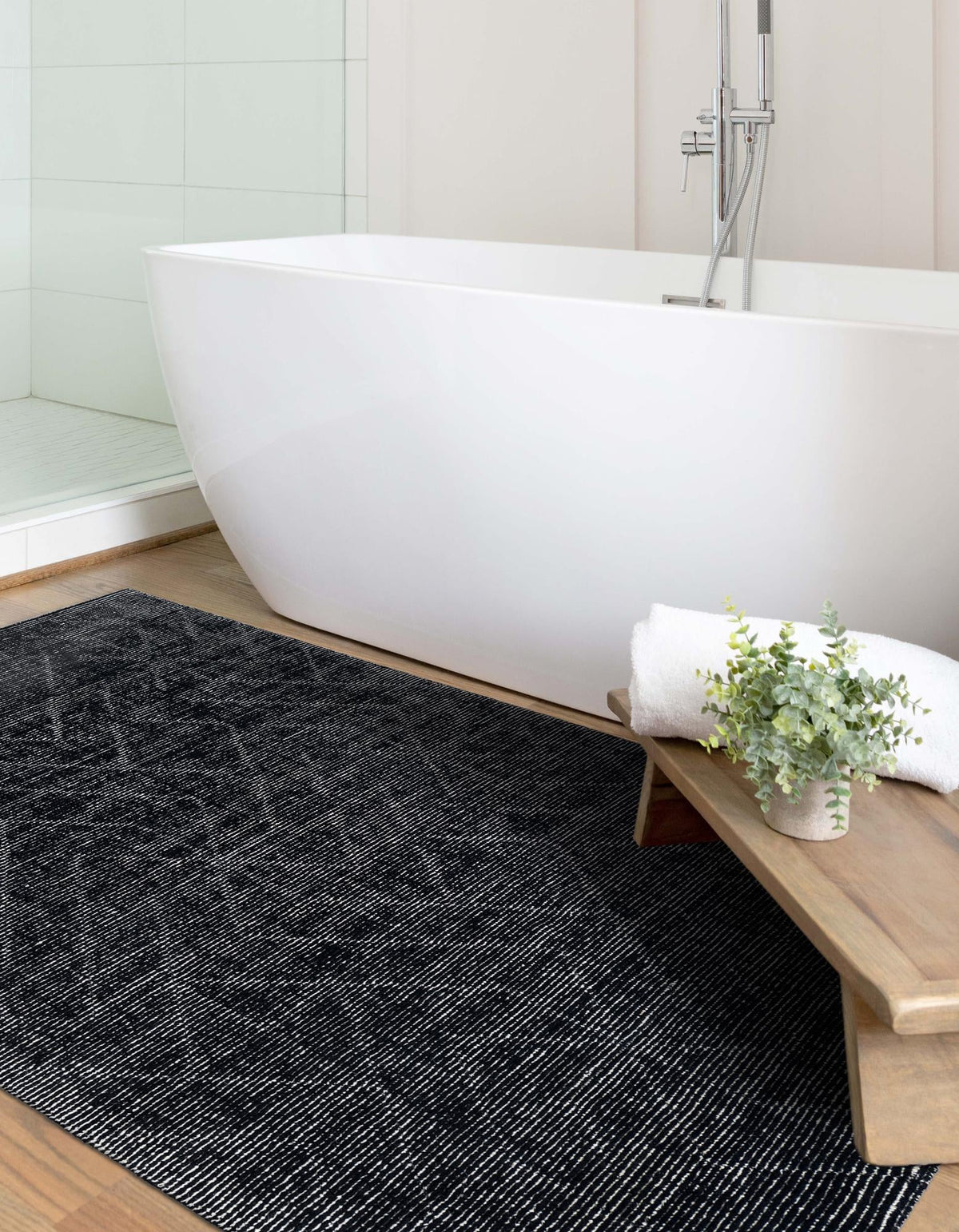Nordic Loom Geometric Collection Area Rug - Oslo Rectangle Jet Black  lifestyle 14