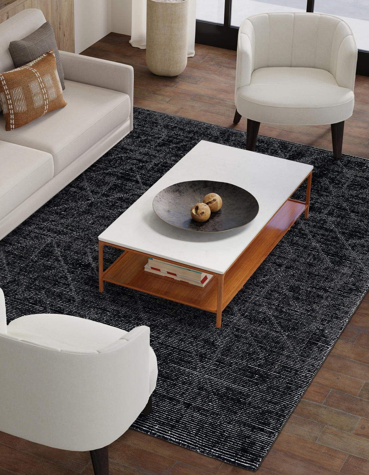 Nordic Loom Geometric Collection Area Rug - Oslo Rectangle Jet Black  lifestyle 17