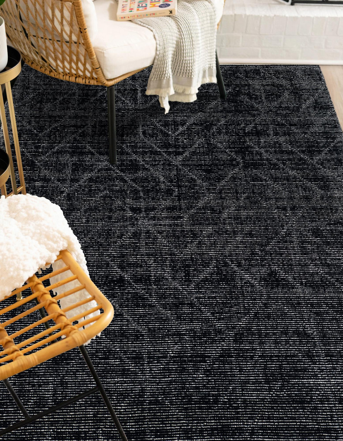 Nordic Loom Geometric Collection Area Rug - Oslo Rectangle Jet Black  lifestyle 20