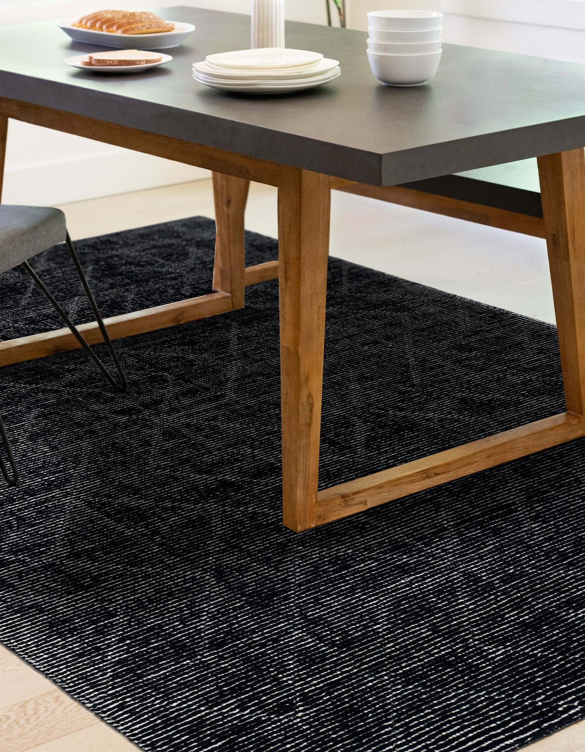 Nordic Loom Geometric Collection Area Rug - Oslo Rectangle Jet Black  lifestyle 26