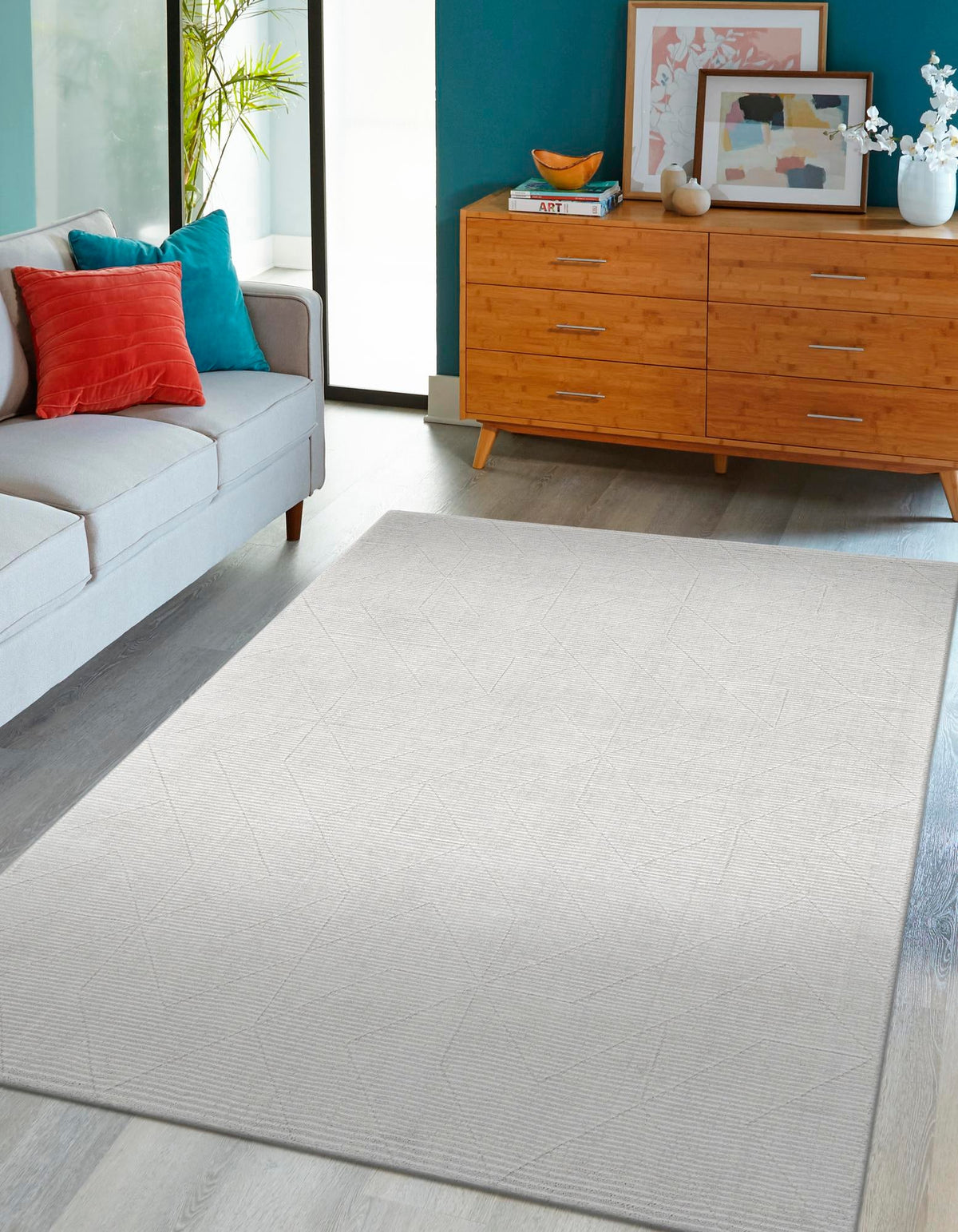 Nordic Loom Geometric Collection Area Rug - Oslo Rectangle Steel gray  lifestyle 3