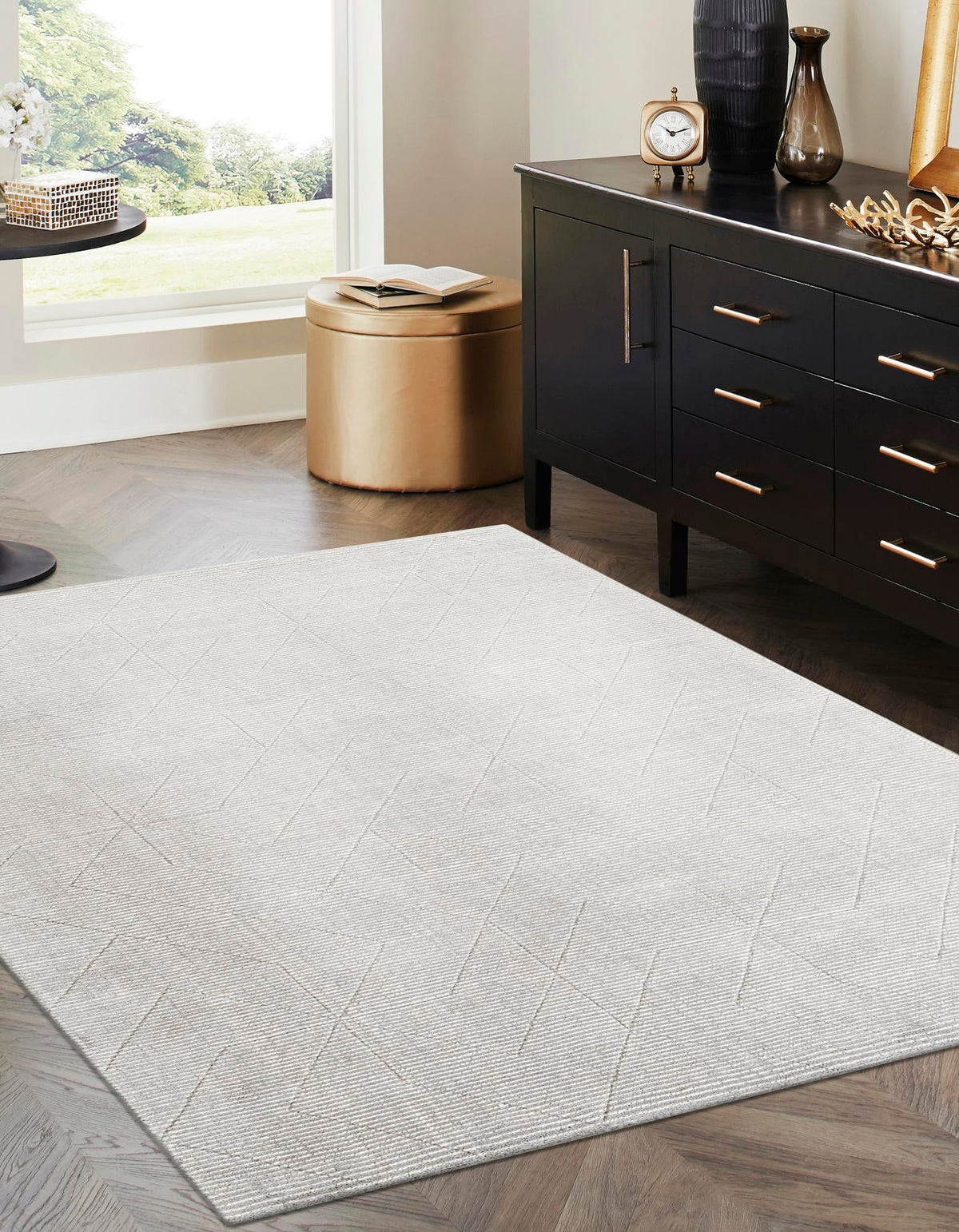 Nordic Loom Geometric Collection Area Rug - Oslo Rectangle Steel gray  lifestyle 6